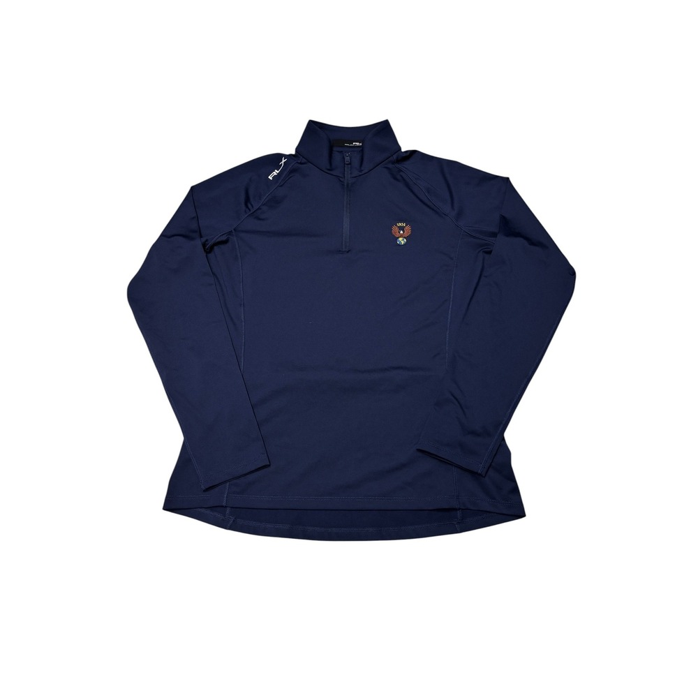 RLX Ralph Lauren x 1924 Crest Womens Navy Blue 1/4 Zip Pullover Golf Shirt Small